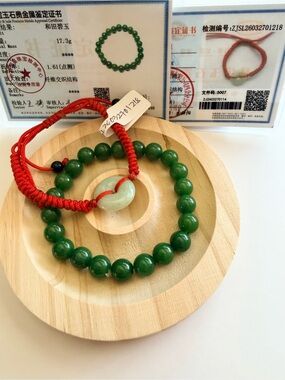 Authentic 2 Pieces Burmese & Hetian Jade Beaded & Adjustable Bracelets